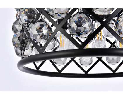 Elegant Crystal Grid Hoop 3 Light Chandelier - Matte Black/Silver, L 16" (1214D16MB-SS-RC)