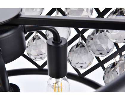 Elegant Crystal Grid Hoop 3 Light Chandelier - Matte Black/Silver, L 16" (1214D16MB-SS-RC)