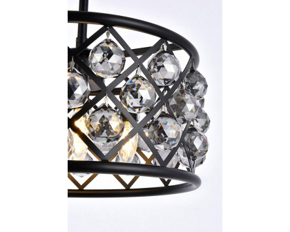 Elegant Crystal Grid Hoop 3 Light Chandelier - Matte Black/Silver, L 16" (1214D16MB-SS-RC)