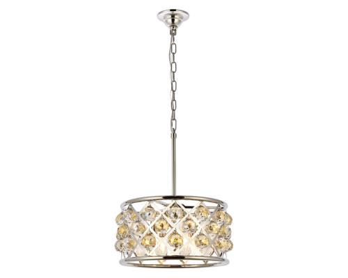 Elegant Crystal Grid Hoop 3 Light Chandelier - Polished Nickel/Gold, L 16" (1214D16PN-GT-RC)