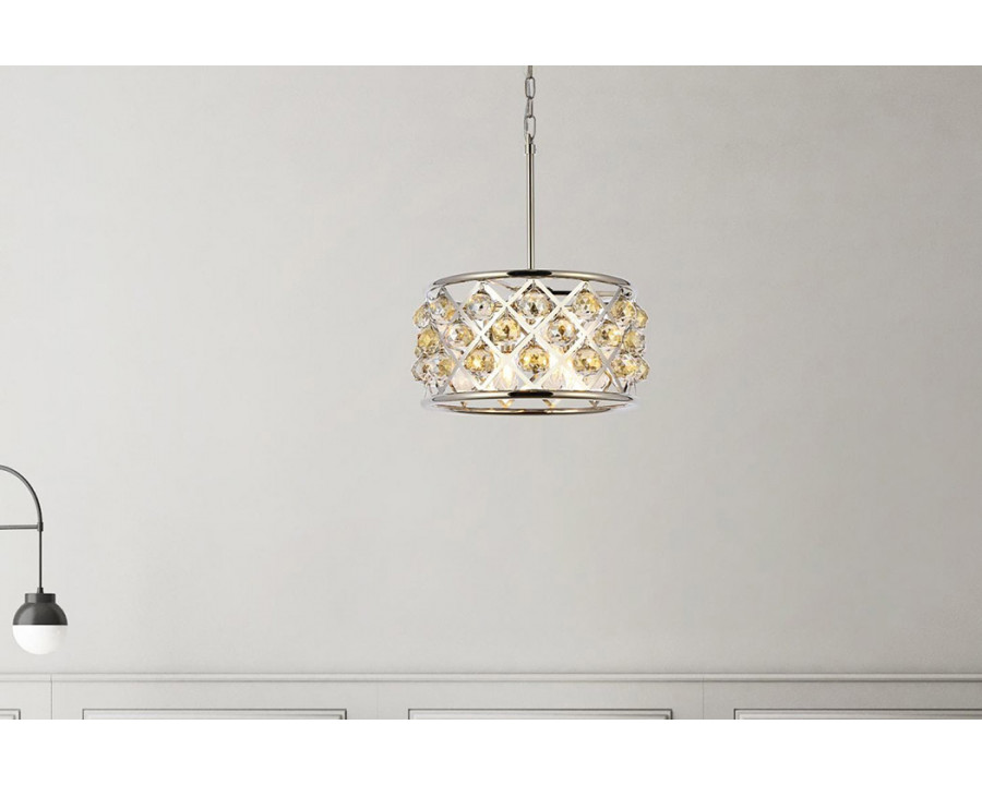 Elegant Crystal Grid Hoop 3 Light Chandelier - Polished Nickel/Gold, L 16" (1214D16PN-GT-RC)