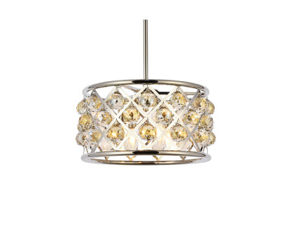 Elegant Crystal Grid Hoop 3 Light Chandelier - Polished Nickel/Gold, L 16" (1214D16PN-GT-RC)