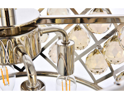 Elegant Crystal Grid Hoop 3 Light Chandelier - Polished Nickel/Gold, L 16" (1214D16PN-GT-RC)