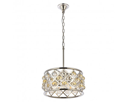 Elegant Crystal Grid Hoop 3 Light Chandelier - Polished Nickel/Gold, L 16" (1214D16PN-GT-RC)