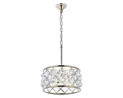 Elegant Crystal Grid Hoop 3 Light Chandelier - Polished Nickel, L 16" (1214D16PN-RC)