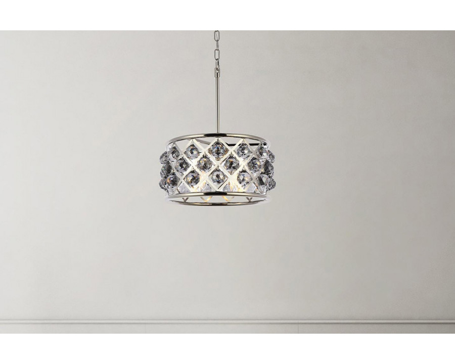 Elegant Crystal Grid Hoop 3 Light Chandelier - Polished Nickel/Silver, L 16" (1214D16PN-SS-RC)