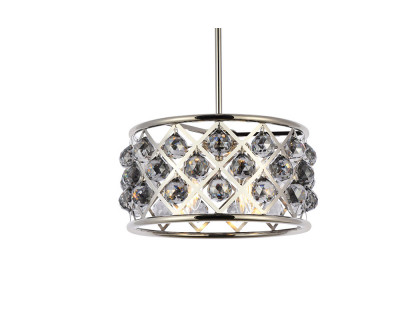 Elegant Crystal Grid Hoop 3 Light Chandelier - Polished Nickel/Silver, L 16" (1214D16PN-SS-RC)