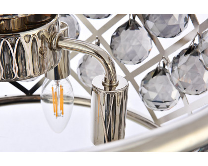 Elegant Crystal Grid Hoop 3 Light Chandelier - Polished Nickel/Silver, L 16" (1214D16PN-SS-RC)