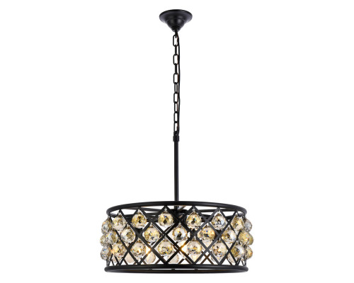 Elegant Crystal Grid Hoop 3 Light Chandelier - Matte Black/Gold, L 20" (1214D20MB-GT-RC)