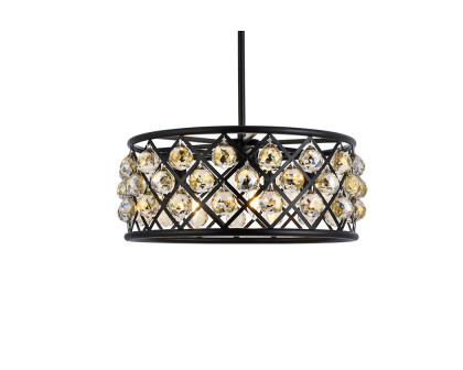 Elegant Crystal Grid Hoop 3 Light Chandelier - Matte Black/Gold, L 20" (1214D20MB-GT-RC)