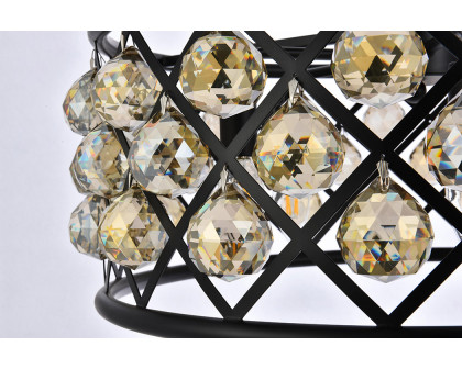 Elegant Crystal Grid Hoop 3 Light Chandelier - Matte Black/Gold, L 20" (1214D20MB-GT-RC)