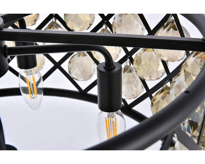 Elegant Crystal Grid Hoop 3 Light Chandelier - Matte Black/Gold, L 20" (1214D20MB-GT-RC)