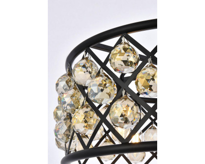 Elegant Crystal Grid Hoop 3 Light Chandelier - Matte Black/Gold, L 20" (1214D20MB-GT-RC)