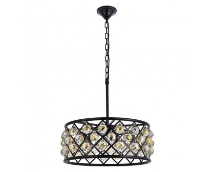 Elegant Crystal Grid Hoop 3 Light Chandelier - Matte Black/Gold, L 20" (1214D20MB-GT-RC)