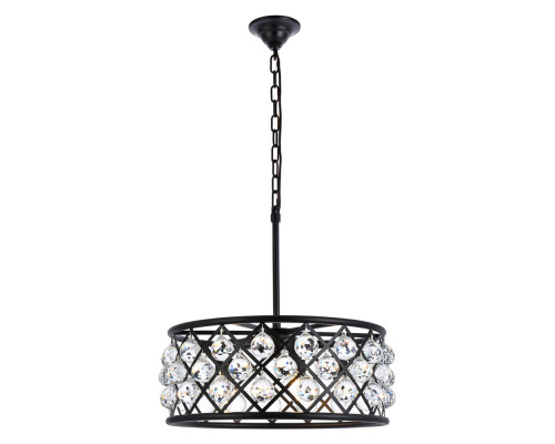 Elegant Crystal Grid Hoop 3 Light Chandelier - Matte Black, L 20" (1214D20MB-RC)