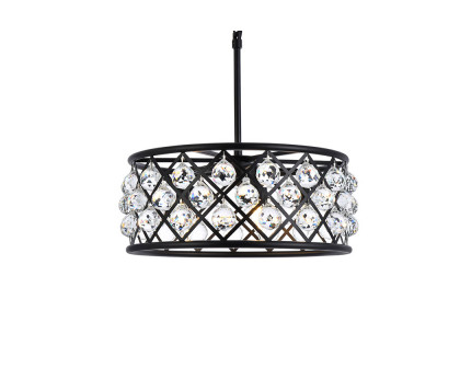 Elegant Crystal Grid Hoop 3 Light Chandelier - Matte Black, L 20" (1214D20MB-RC)