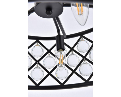 Elegant Crystal Grid Hoop 3 Light Chandelier - Matte Black, L 20" (1214D20MB-RC)