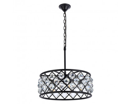 Elegant Crystal Grid Hoop 3 Light Chandelier - Matte Black, L 20" (1214D20MB-RC)