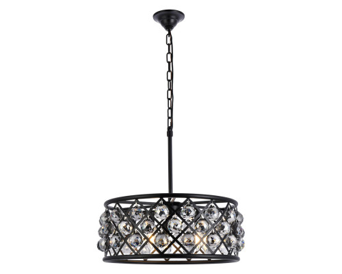 Elegant Crystal Grid Hoop 3 Light Chandelier - Matte Black/Silver, L 20" (1214D20MB-SS-RC)