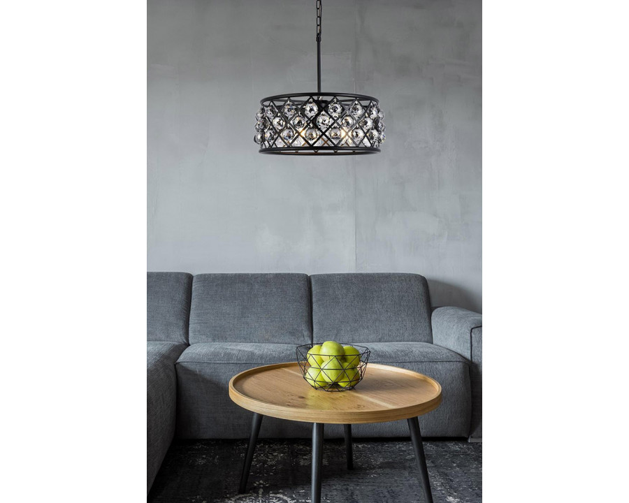 Elegant Crystal Grid Hoop 3 Light Chandelier - Matte Black/Silver, L 20" (1214D20MB-SS-RC)