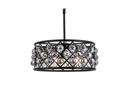 Elegant Crystal Grid Hoop 3 Light Chandelier - Matte Black/Silver, L 20" (1214D20MB-SS-RC)