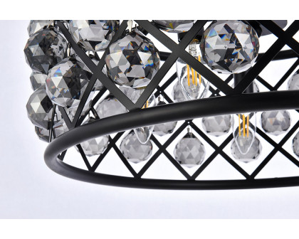 Elegant Crystal Grid Hoop 3 Light Chandelier - Matte Black/Silver, L 20" (1214D20MB-SS-RC)