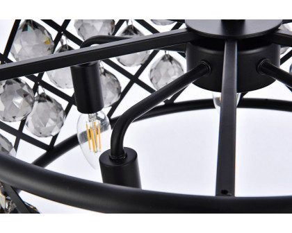 Elegant Crystal Grid Hoop 3 Light Chandelier - Matte Black/Silver, L 20" (1214D20MB-SS-RC)