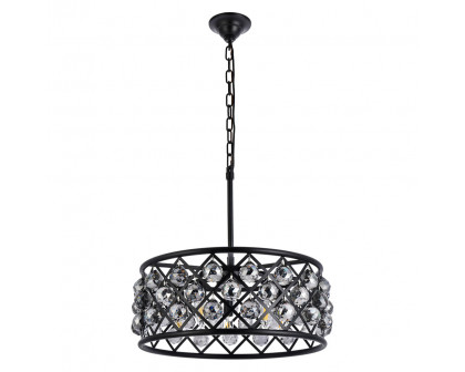 Elegant Crystal Grid Hoop 3 Light Chandelier - Matte Black/Silver, L 20" (1214D20MB-SS-RC)