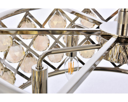 Elegant Crystal Grid Hoop 3 Light Chandelier - Polished Nickel/Gold, L 20" (1214D20PN-GT-RC)