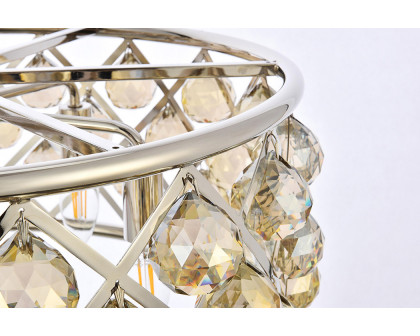 Elegant Crystal Grid Hoop 3 Light Chandelier - Polished Nickel/Gold, L 20" (1214D20PN-GT-RC)