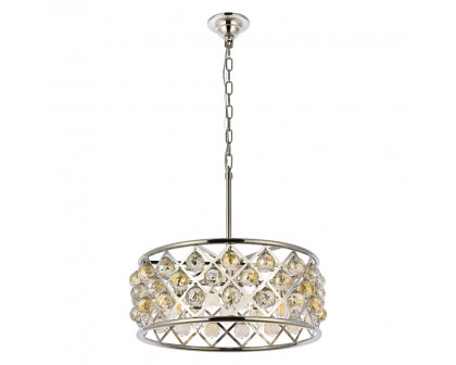 Elegant Crystal Grid Hoop 3 Light Chandelier - Polished Nickel/Gold, L 20" (1214D20PN-GT-RC)