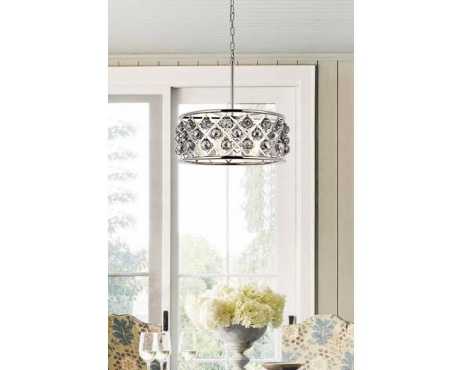 Elegant Crystal Grid Hoop 3 Light Chandelier - Polished Nickel/Silver, L 20" (1214D20PN-SS-RC)