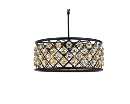 Elegant Crystal Grid Hoop 3 Light Chandelier - Matte Black/Gold, L 25" (1214D25MB-GT-RC)