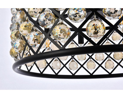 Elegant Crystal Grid Hoop 3 Light Chandelier - Matte Black/Gold, L 25" (1214D25MB-GT-RC)