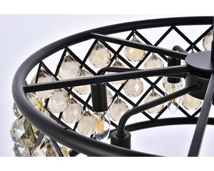 Elegant Crystal Grid Hoop 3 Light Chandelier - Matte Black/Gold, L 25" (1214D25MB-GT-RC)