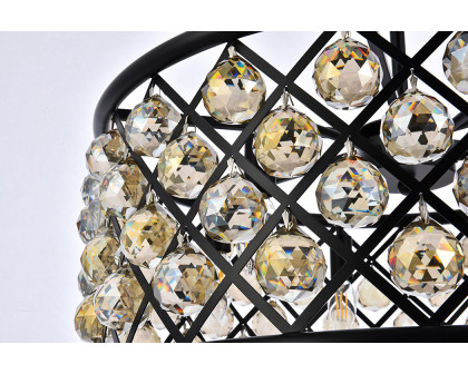 Elegant Crystal Grid Hoop 3 Light Chandelier - Matte Black/Gold, L 25" (1214D25MB-GT-RC)