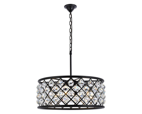 Elegant Crystal Grid Hoop 3 Light Chandelier - Matte Black, L 25" (1214D25MB-RC)