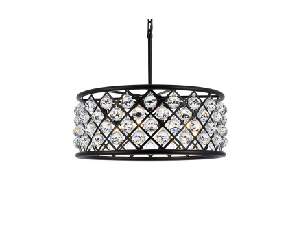 Elegant Crystal Grid Hoop 3 Light Chandelier - Matte Black, L 25" (1214D25MB-RC)