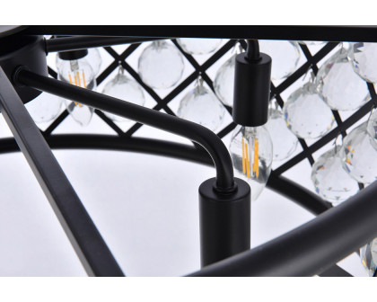 Elegant Crystal Grid Hoop 3 Light Chandelier - Matte Black, L 25" (1214D25MB-RC)