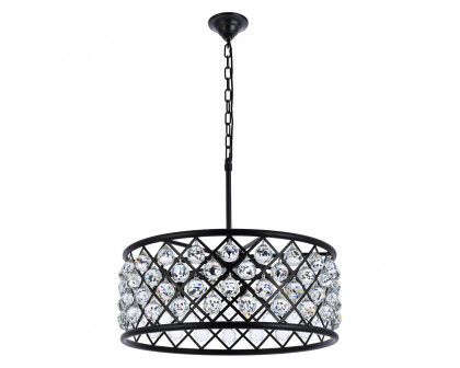 Elegant Crystal Grid Hoop 3 Light Chandelier - Matte Black, L 25" (1214D25MB-RC)