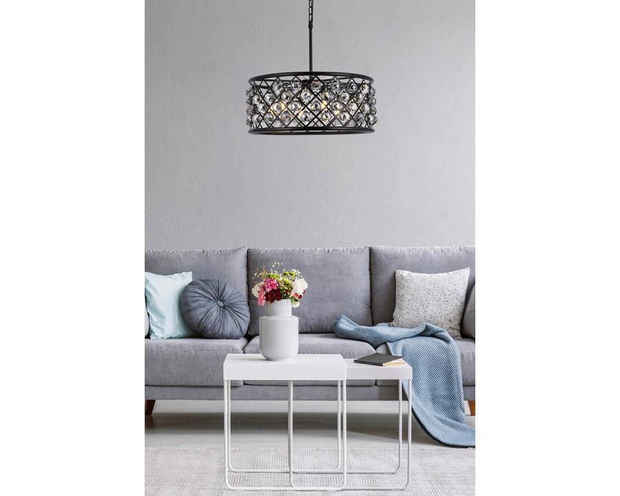 Elegant Crystal Grid Hoop 3 Light Chandelier - Matte Black/Silver, L 25" (1214D25MB-SS-RC)