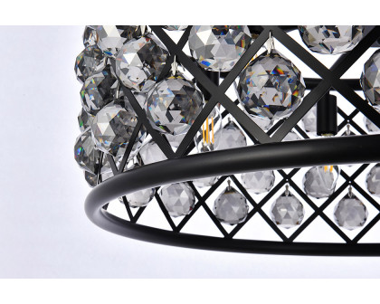 Elegant Crystal Grid Hoop 3 Light Chandelier - Matte Black/Silver, L 25" (1214D25MB-SS-RC)