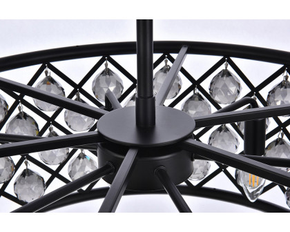 Elegant Crystal Grid Hoop 3 Light Chandelier - Matte Black/Silver, L 25" (1214D25MB-SS-RC)