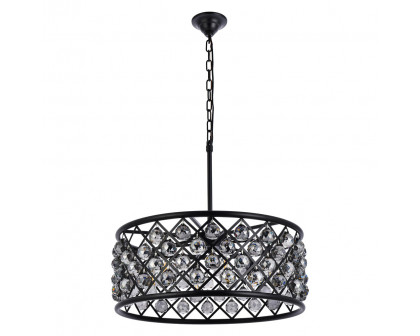 Elegant Crystal Grid Hoop 3 Light Chandelier - Matte Black/Silver, L 25" (1214D25MB-SS-RC)