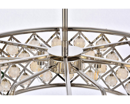 Elegant Crystal Grid Hoop 3 Light Chandelier - Polished Nickel/Gold, L 25" (1214D25PN-GT-RC)