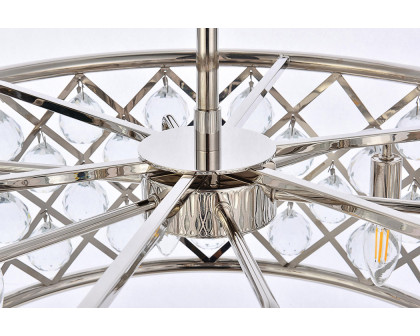 Elegant Crystal Grid Hoop 3 Light Chandelier - Polished Nickel, L 25" (1214D25PN-RC)