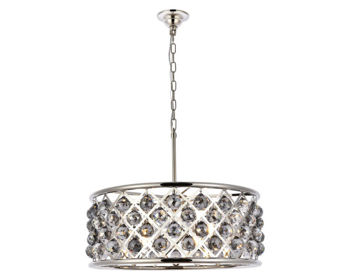 Elegant Crystal Grid Hoop 3 Light Chandelier - Polished Nickel/Silver, L 25" (1214D25PN-SS-RC)