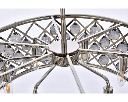 Elegant Crystal Grid Hoop 3 Light Chandelier - Polished Nickel/Silver, L 25" (1214D25PN-SS-RC)