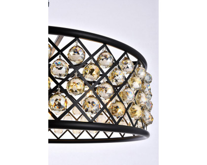 Elegant Crystal Grid Hoop 3 Light Chandelier - Matte Black/Gold, L 32" (1214D32MB-GT-RC)