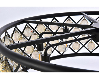 Elegant Crystal Grid Hoop 3 Light Chandelier - Matte Black/Gold, L 32" (1214D32MB-GT-RC)